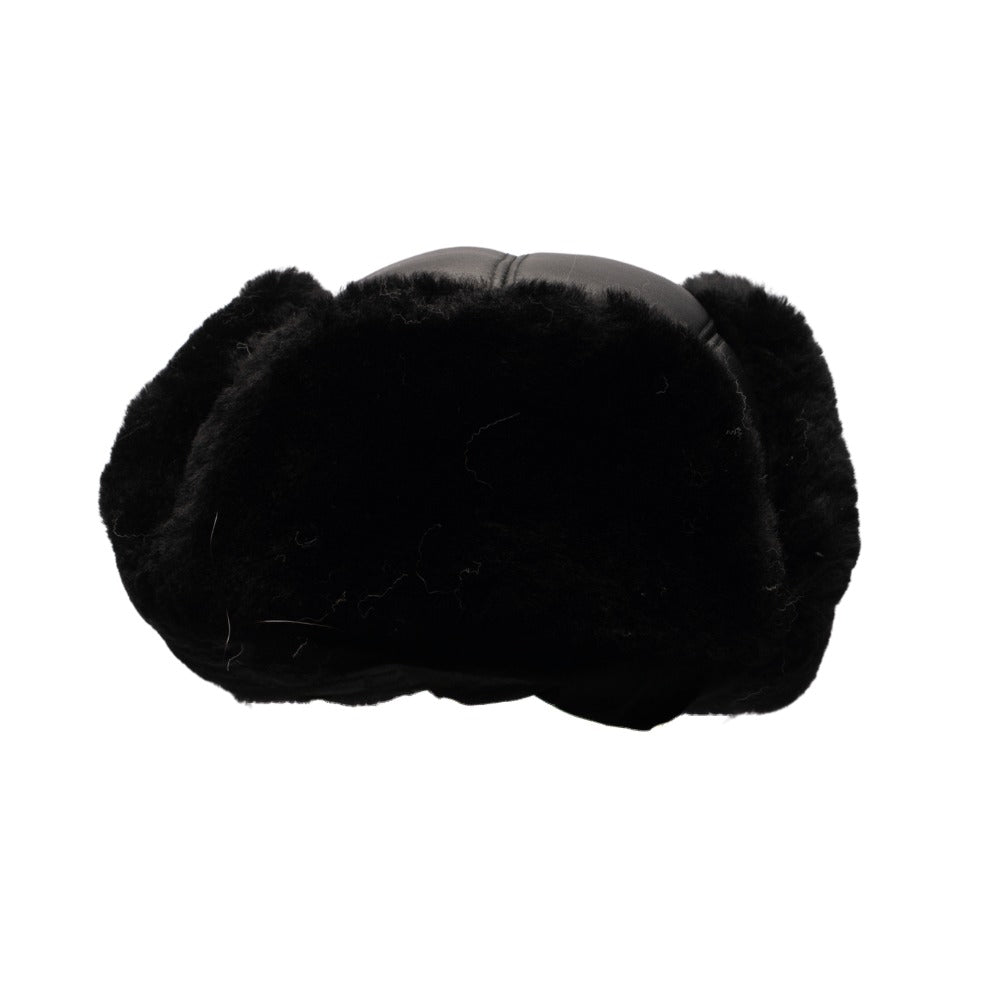Black sheepskin shearling Aviator Hat