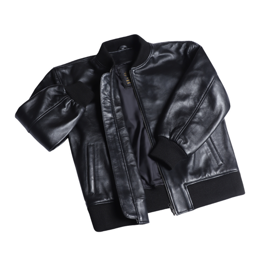 Navea women's black oversized leather jacket