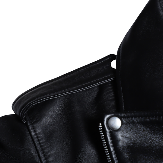 Zelora black oversized biker style jacket