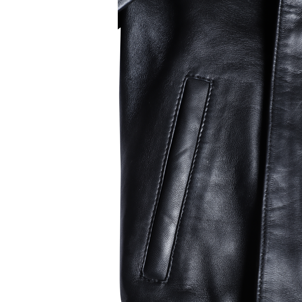Navea women's black oversized leather jacket