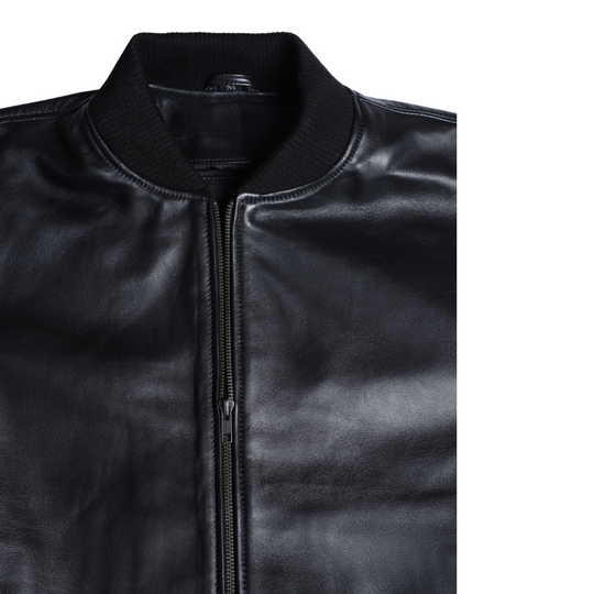 Navea women's black oversized leather jacket