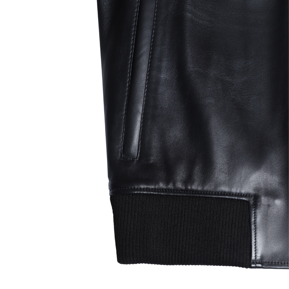 Navea women's black oversized leather jacket
