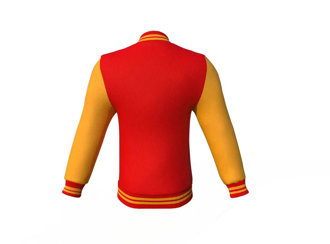 Comfortable Gold Sleeves Red Varsity Letterman Jacket