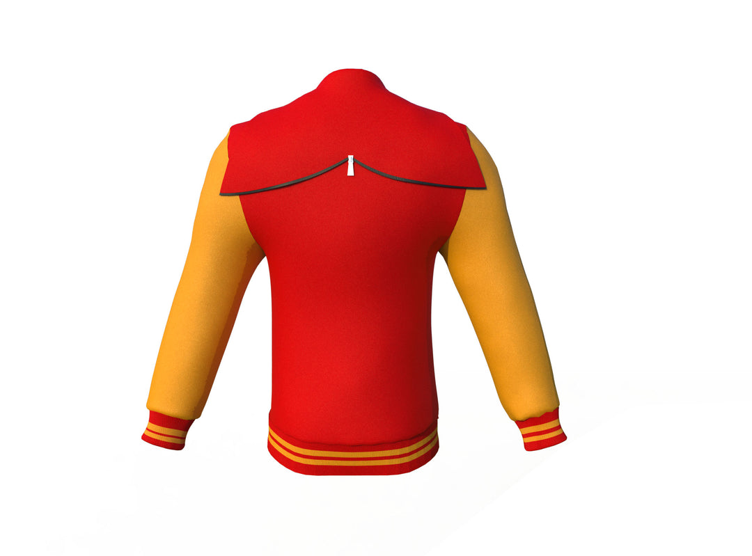 Comfortable Gold Sleeves Red Varsity Letterman Jacket