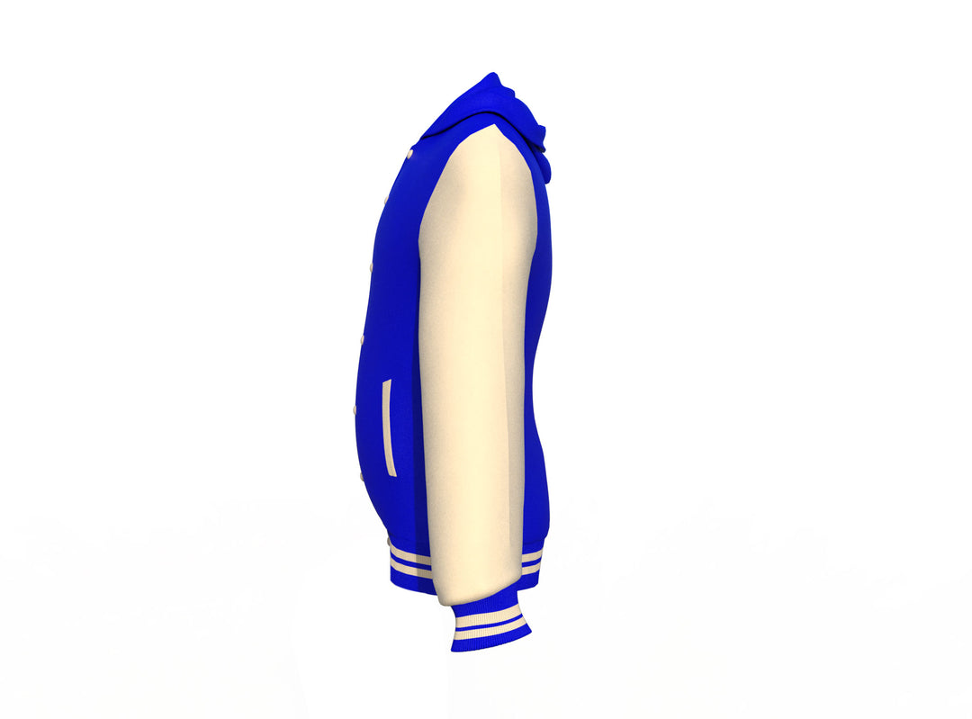 Soft  Cream Sleeves Blue Varsity Letterman Jacket