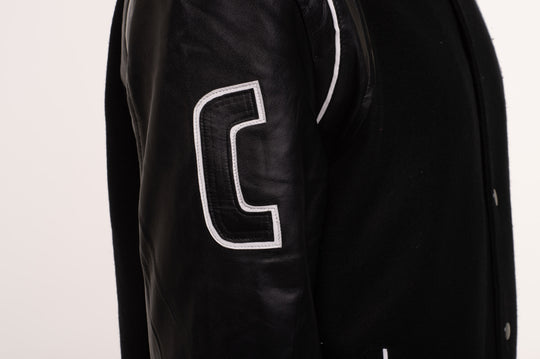 Bomber Ribbed Collar Leather Jacket