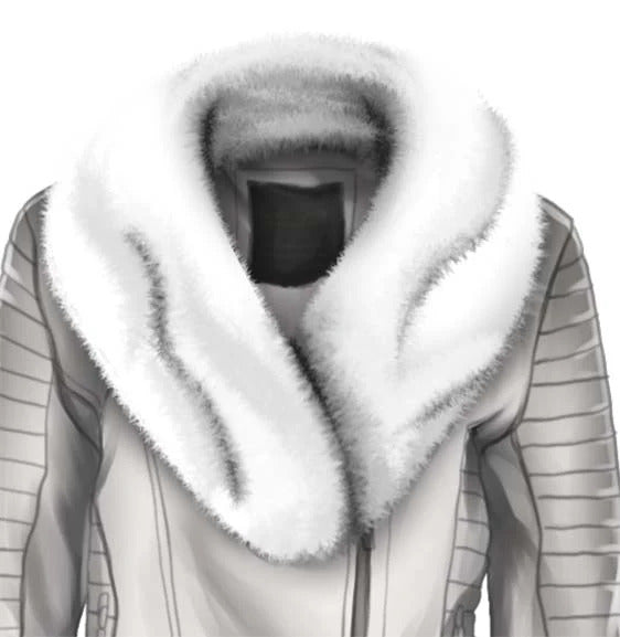 Large Fox Fur Shawl Collar White