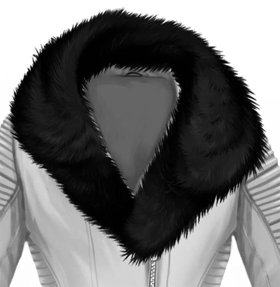 Add Large Fox Fur Shawl Collar Black