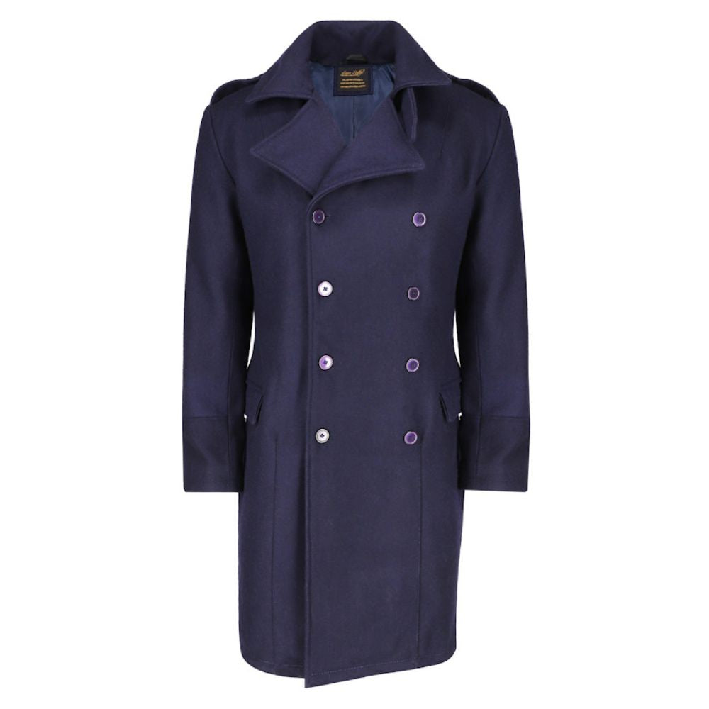 Lorenzo navy blue wool overcoat