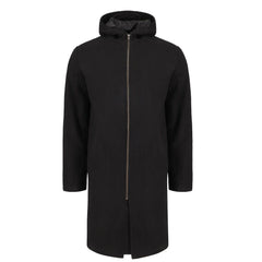 Maddox Black hooded long wool coat