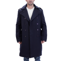 Lorenzo navy blue wool overcoat
