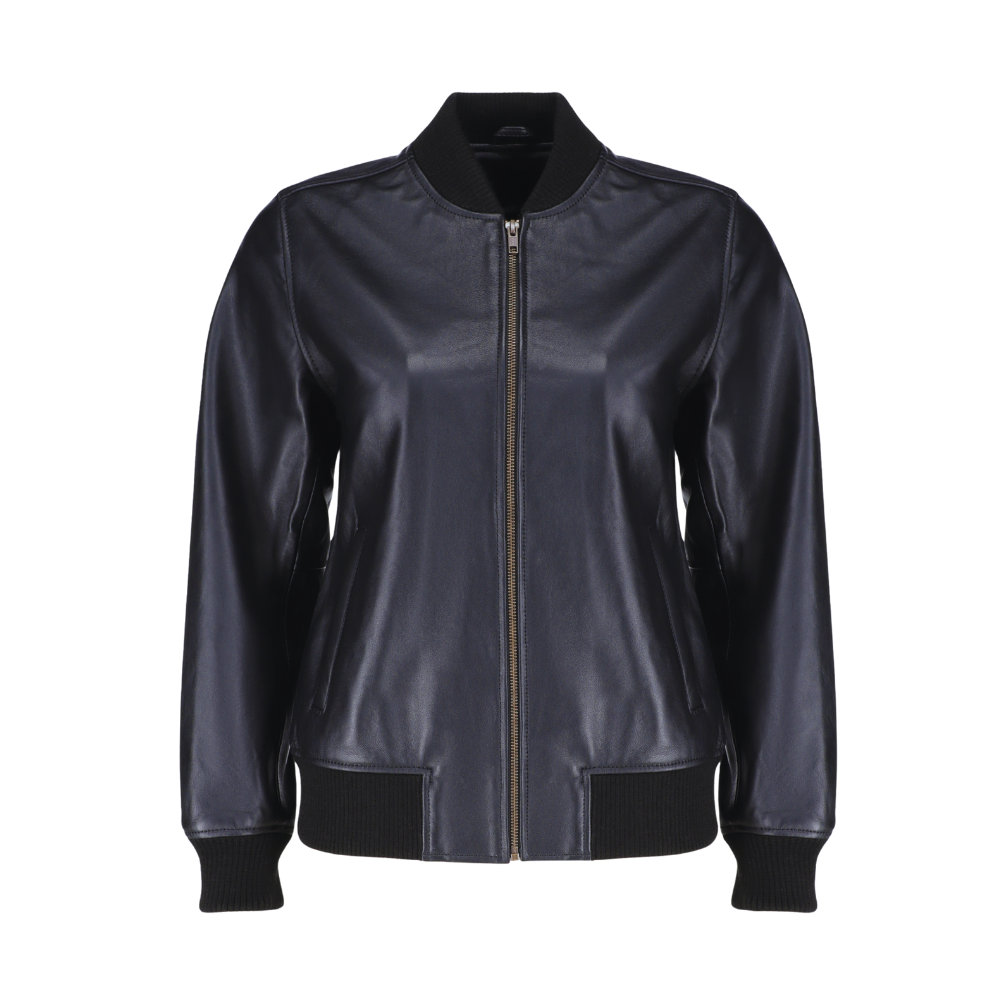 Navea women's black oversized leather jacket
