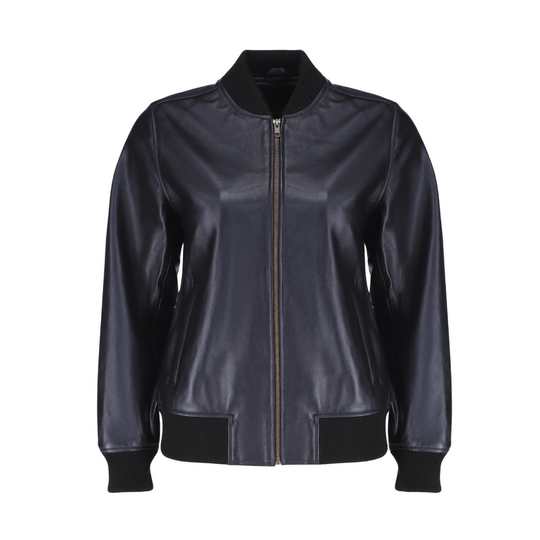 Navea women's black oversized leather jacket