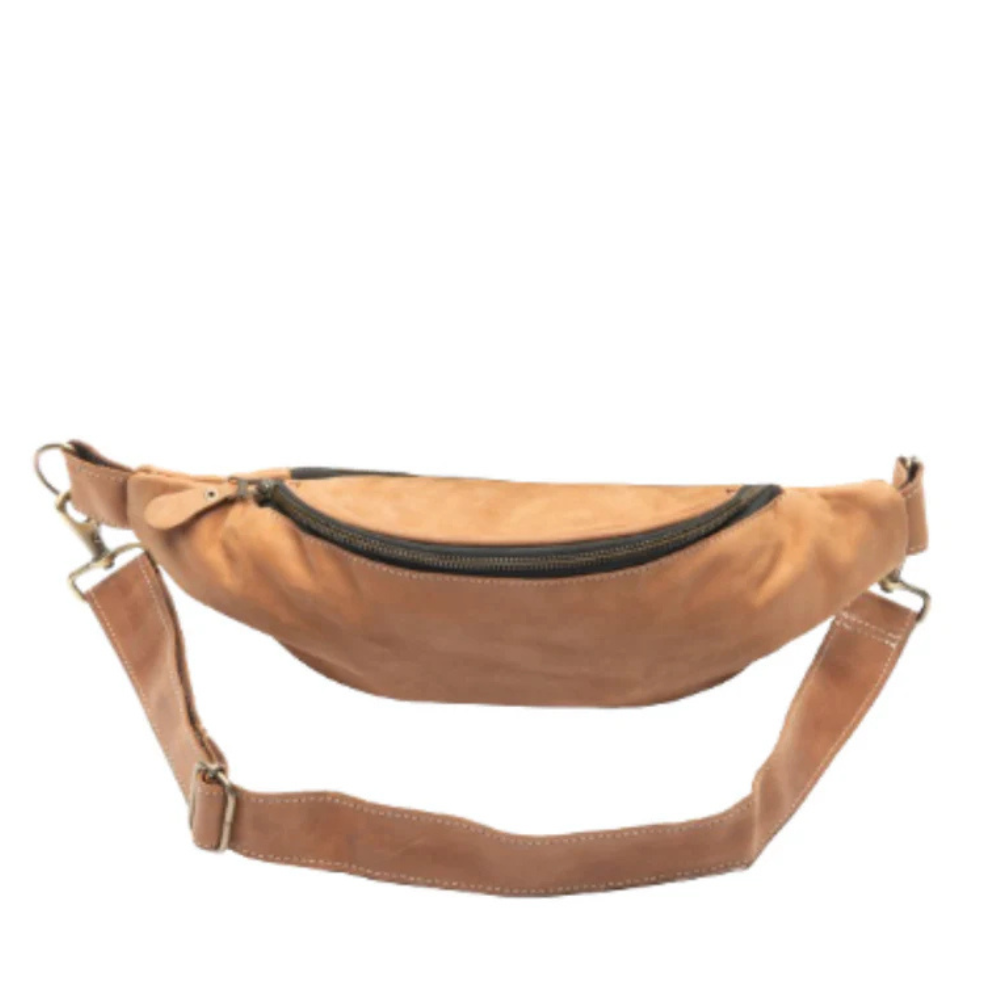 Rustic tan cross body sling bag