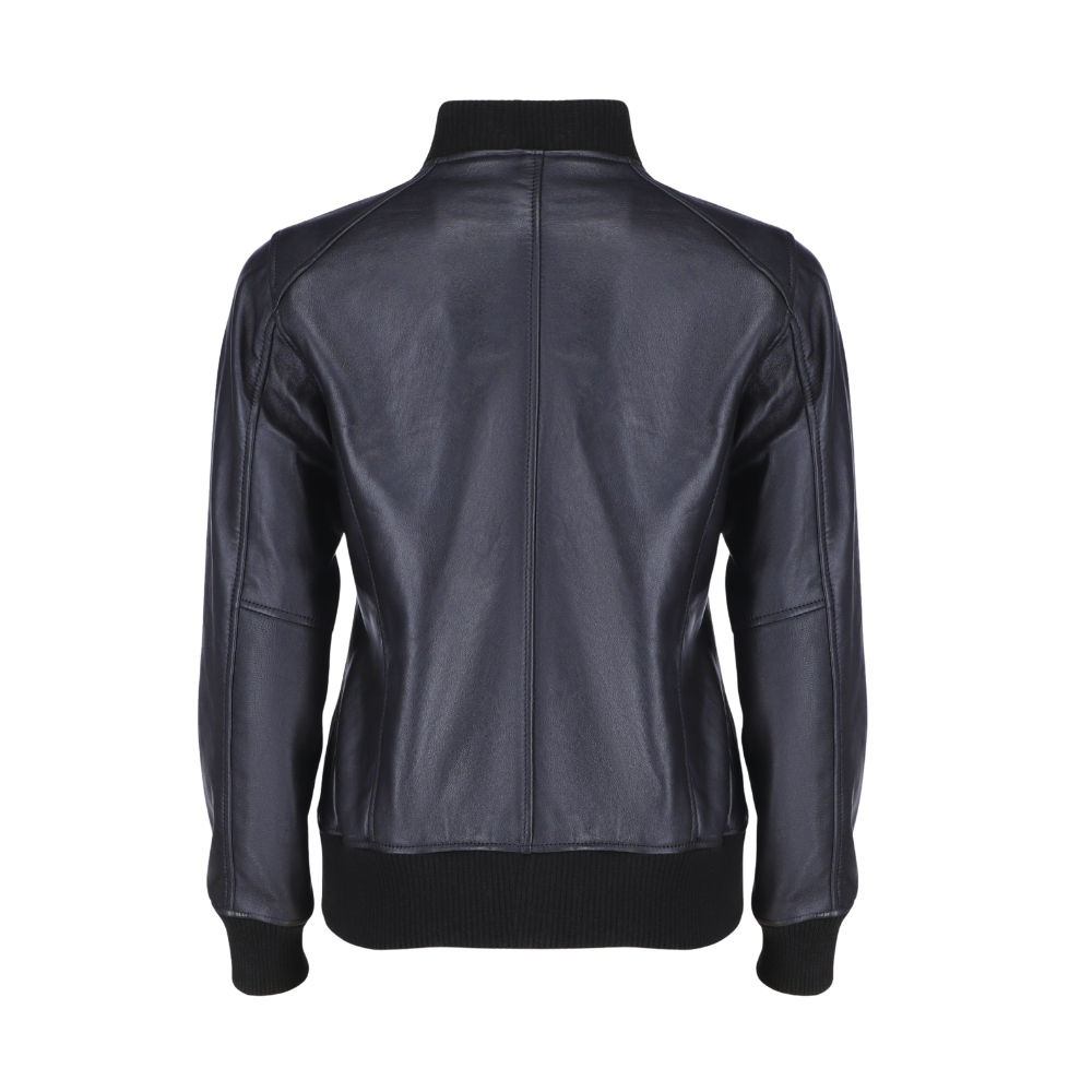 Navea women's black oversized leather jacket