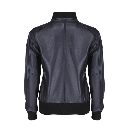 Navea women's black oversized leather jacket