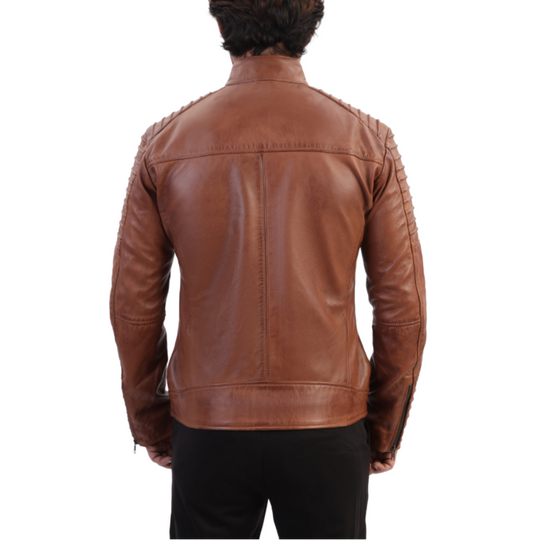 Cafe racer distressed jacket with piping