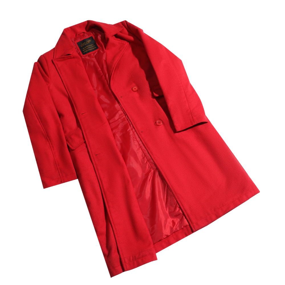 Isla red women's wool overcoat