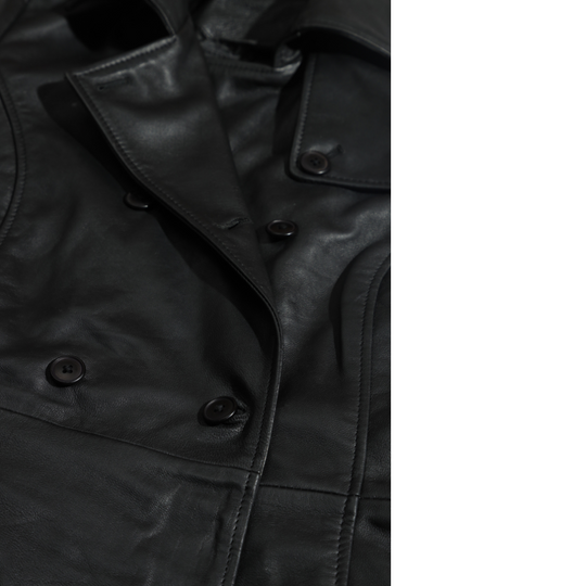 Coral black belted leather coat
