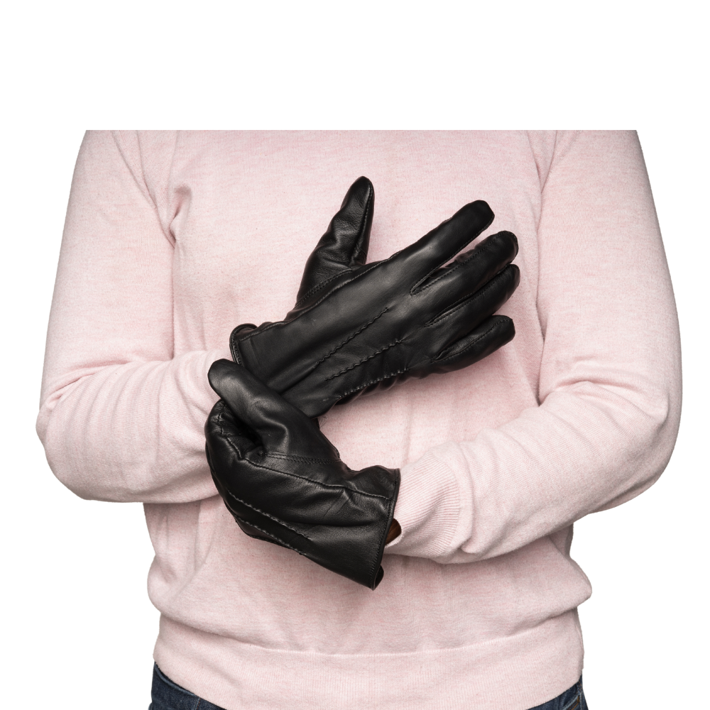 Men's premium black leather gloves