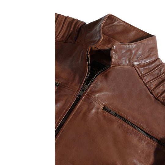 Cafe racer distressed jacket with piping