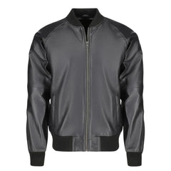 Black bomber style ribbed jacket