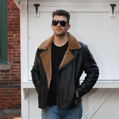 Carters Ginger Brown Shearling Leather Biker Jacket