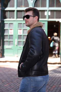 Carters Ginger Brown Shearling Leather Biker Jacket