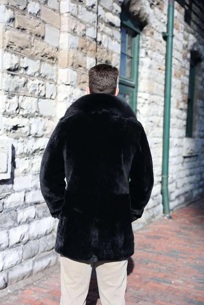 Peyton Black Mouton Shearling coat with Fox fur