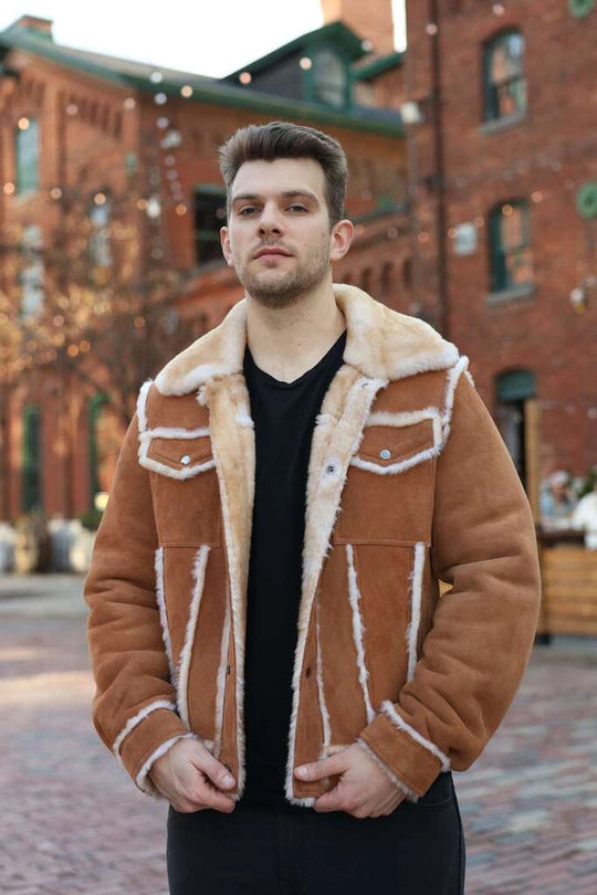 Stan's Tan Suede Shearling Trucker Jacket