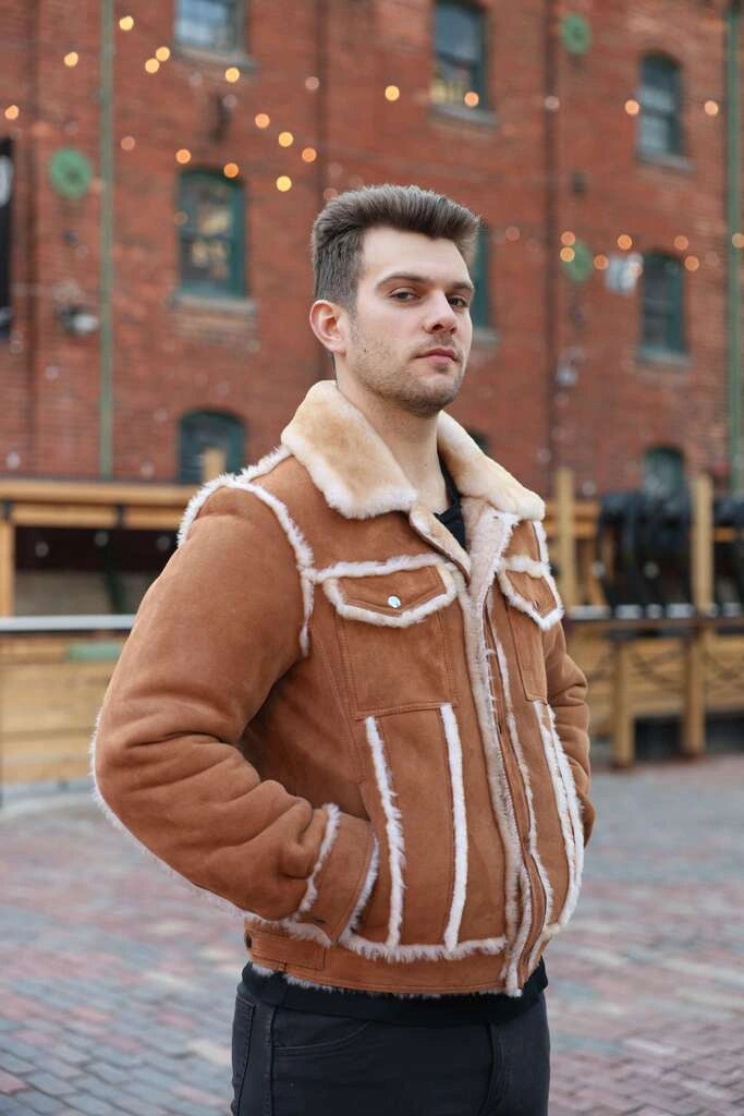 Stan's Tan Suede Shearling Trucker Jacket