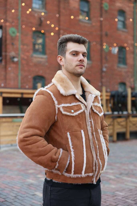 Stan's Tan Suede Shearling Trucker Jacket