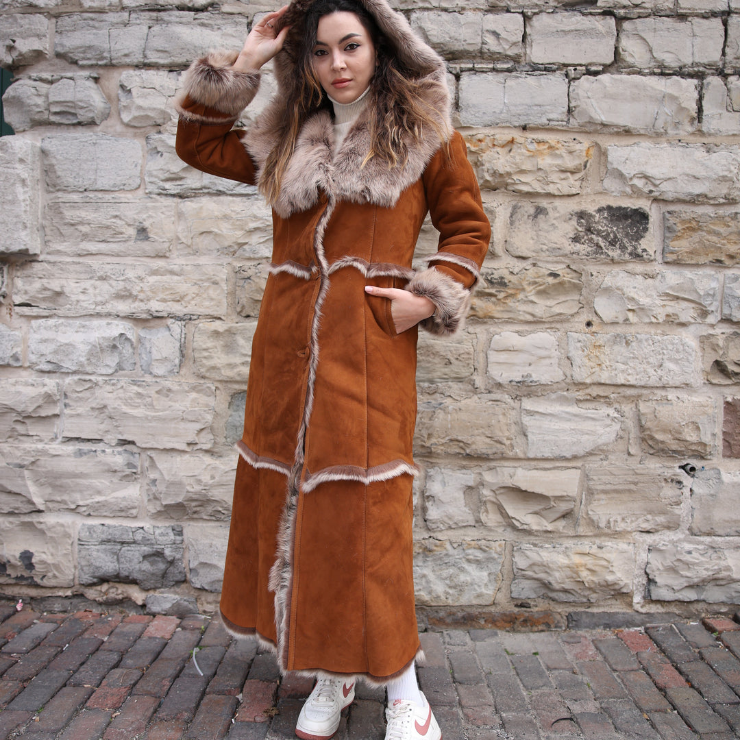 Camila Hooded Toscana Shearling Sheepskin Coat