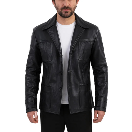 Black leather blazer