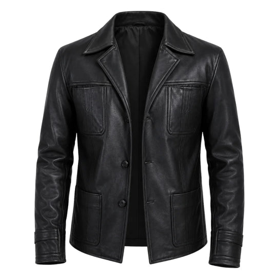 Black leather blazer