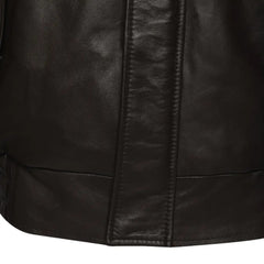 Castillo Brown winter leather jacket with hoodie