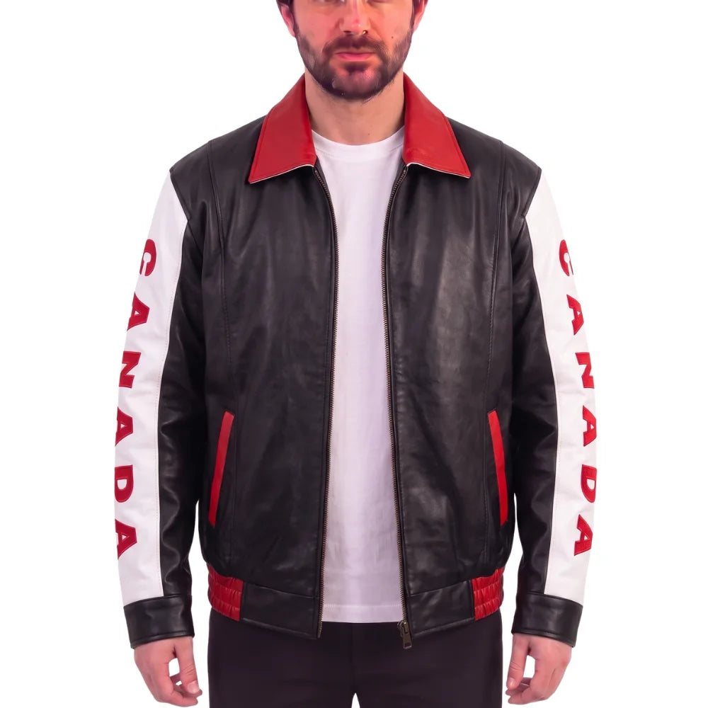 Canadian flag inspired Bomber style Jacket