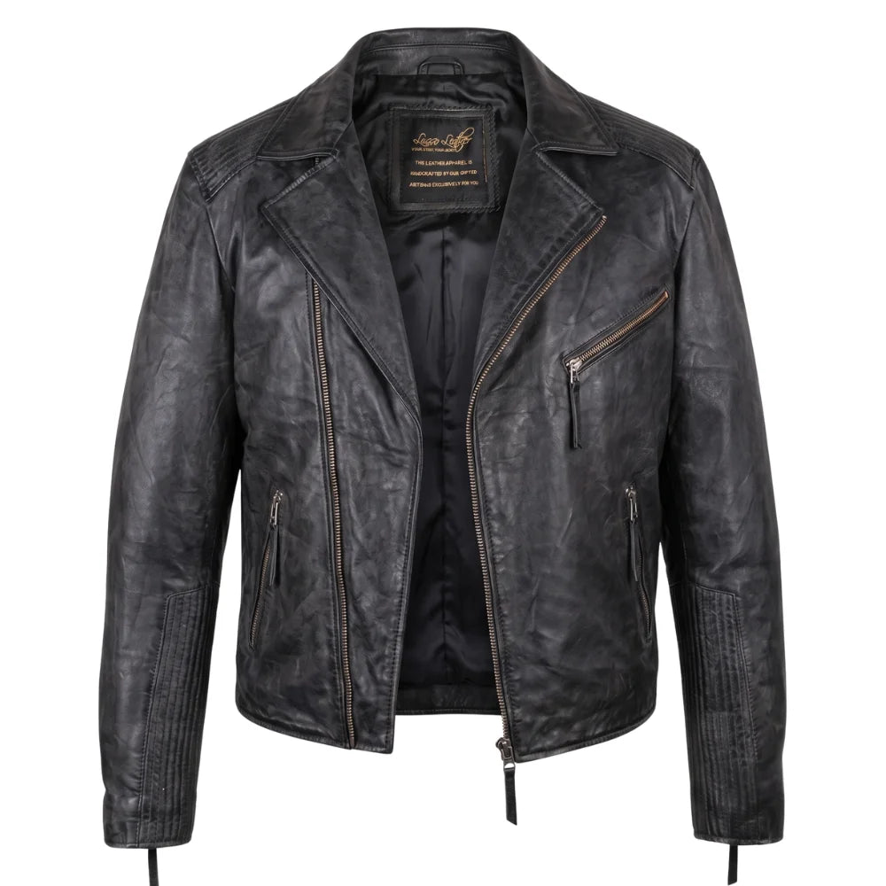 Men's Radom Black Leather Biker Jacket