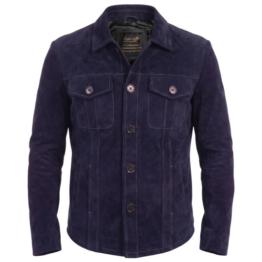 Neive's Navy blue suede shirt
