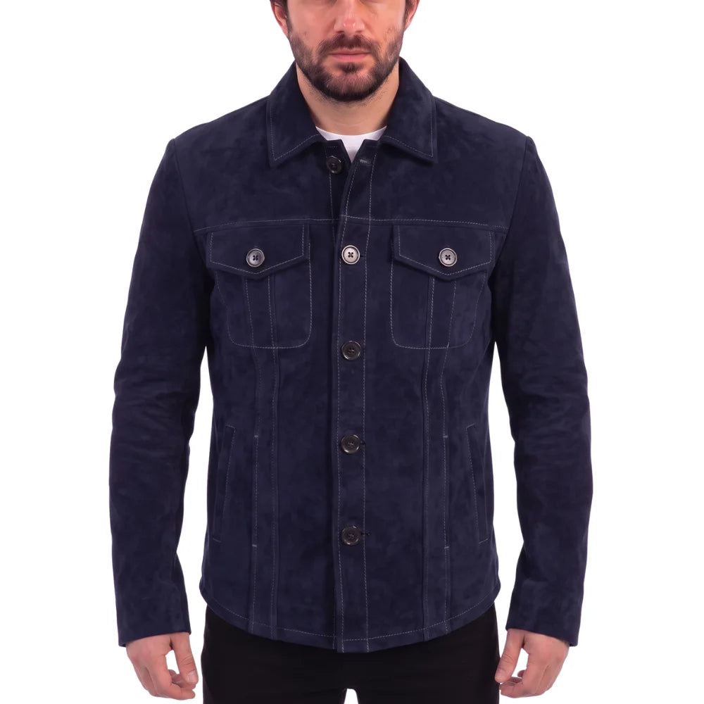 Neive's Navy blue suede shirt