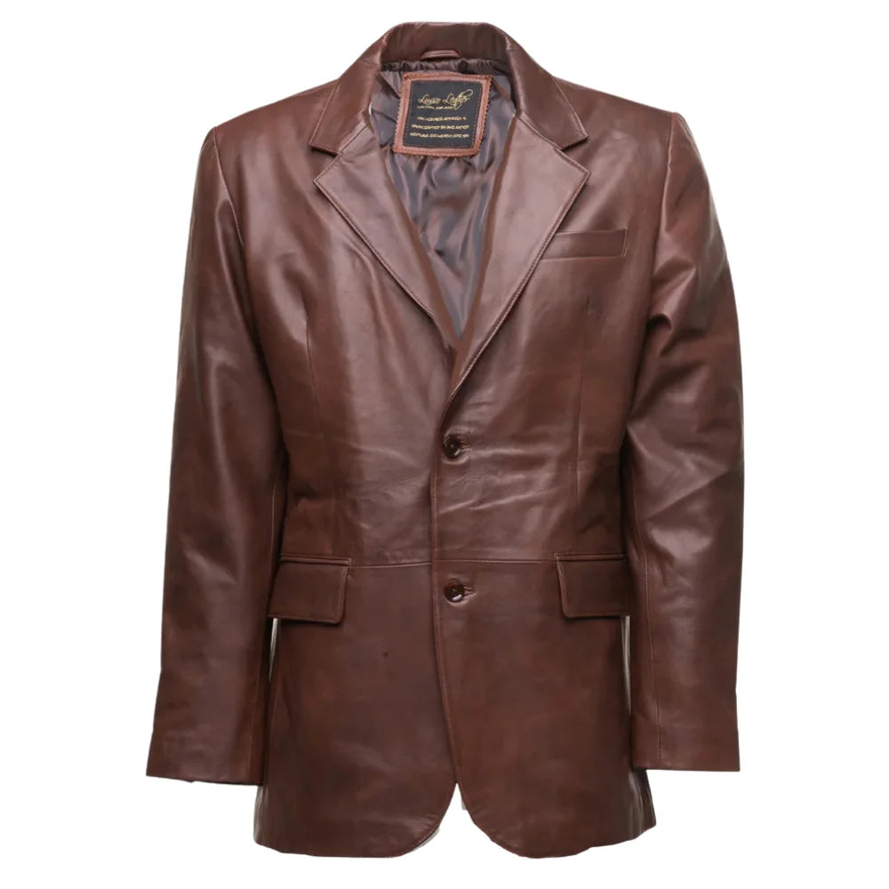 Two-tone Brown leather blazer