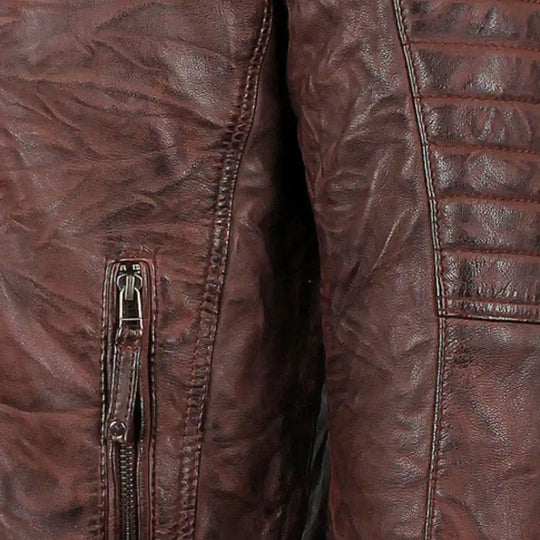 Men's Sal Wrinkled Brown Cafe racer Leather Jacket