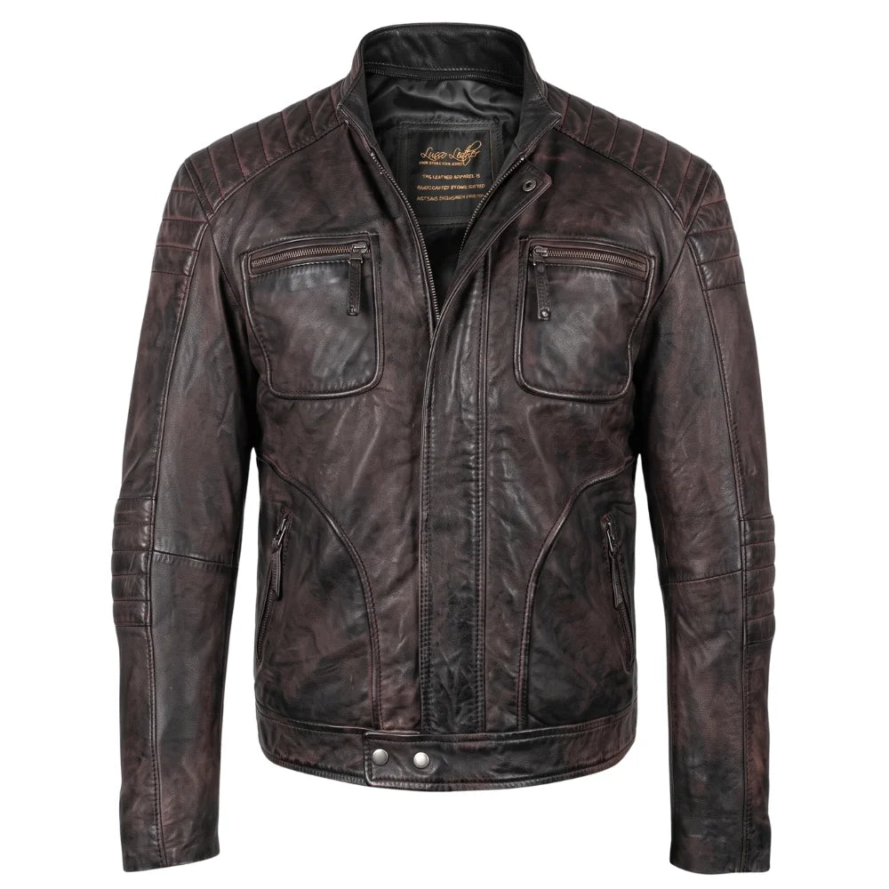 Men's Benton Distressed moto style Leather Jacket