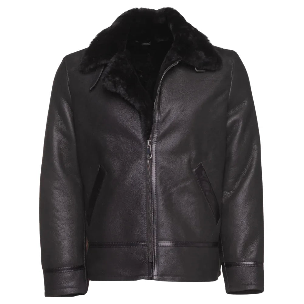 Black B3 Bomber Aviator Shearling Jacket