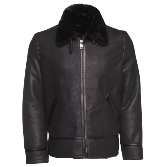 Black B3 Bomber Aviator Shearling Jacket