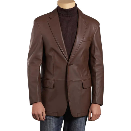 Brown leather blazer
