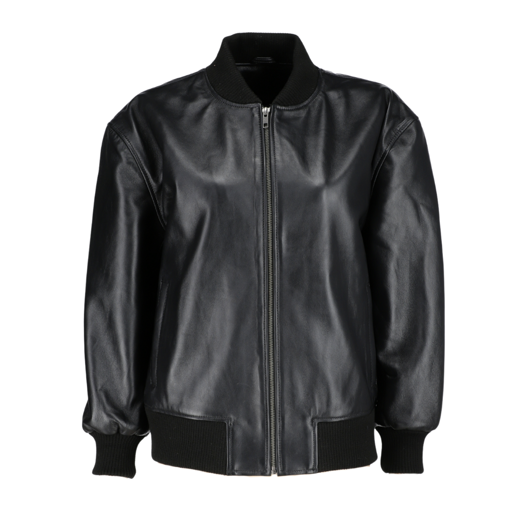 Mabel black oversized bomber jacket
