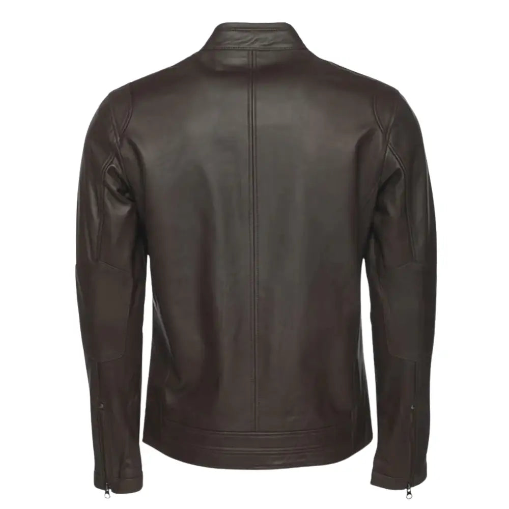 Arthur Vintage Brown Café Racer Leather Jacket back view brown leather jacket