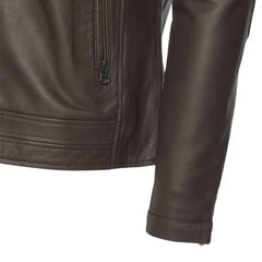 Arthur Vintage Brown Café Racer Leather Jacket sleeve detail brown leather cuff
