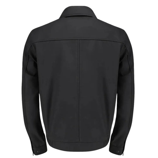 Blaze Matte Black Classic Leather Jacket back view matte black leather jacket